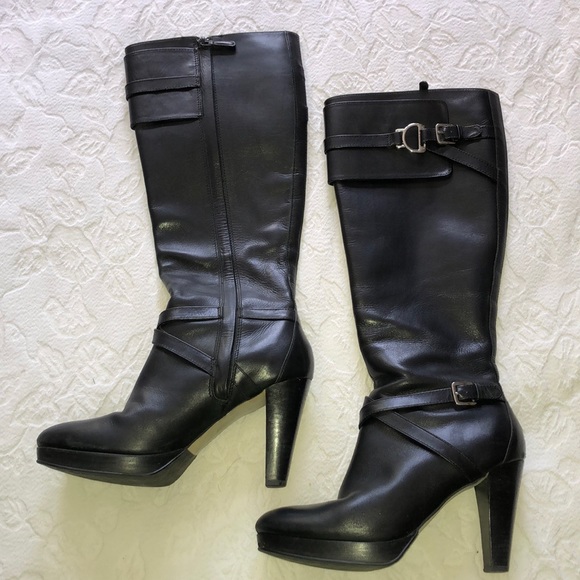 cole haan black knee high boots